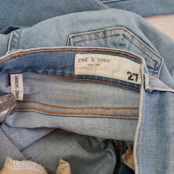Rag & Bone Ankle Skinny Distressed Light Blue Wash Jeans In Hamilton 27 - Picture 5 of 14